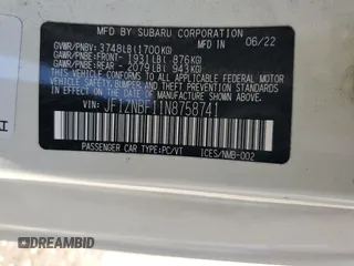 2022 Toyota GR86 Premium with VIN JF1ZNBF11N8758741, listed as a Copart auction lot 66032904 with 46,519 mi miles and Salvage Title. Bid and sale history available at carsss.com. Image 14.