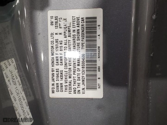 2011 Honda CR-Z EX with VIN JHMZF1C61BS004530, listed as a Copart auction lot 89148725 with 127,392 mi miles and Salvage Title. Bid and sale history available at carsss.com. Image 13.