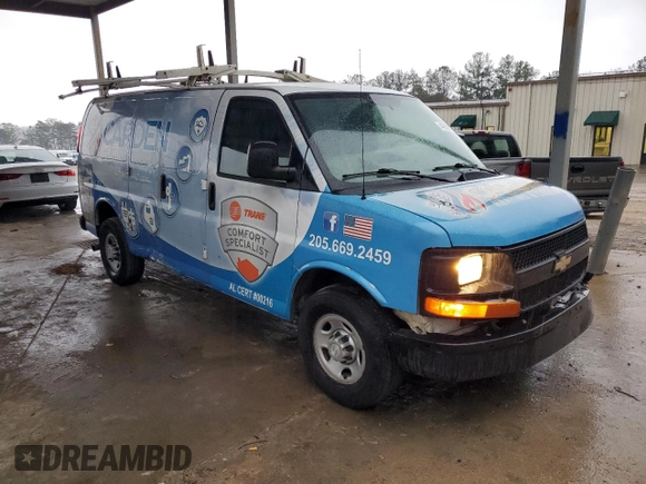 2015 Chevrolet Express Cargo with VIN 1GCWGFCF9F1276785, listed as a Copart auction lot 44939555 with 216,253 mi miles and Salvage title. Bid and sale history available at DreamBid. Image 4.