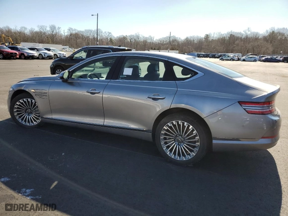 2023 Genesis Electrified G80 with VIN KMTGE4S15PU007043, listed as a Copart auction lot 45982565 with 5,021 mi miles and Non Repairable. Bid and sale history available at carsss.com. Image 2.