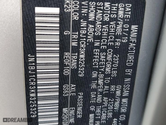2019 Nissan Rogue Sport SV with VIN JN1BJ1CR3KW325329, listed as a Copart auction lot 41792905 with 91,950 mi miles and Salvage Title. Bid and sale history available at carsss.com. Image 13.
