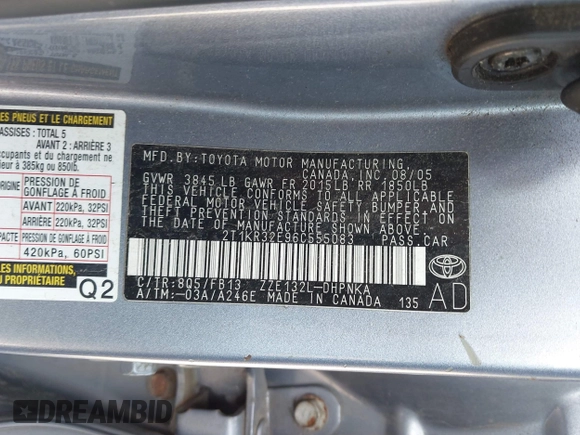 2006 Toyota Matrix STD с VIN 2T1KR32E96C555083, выставлен на аукционе IAAI как лот 42360287 с пробегом 193 587 миль миль и . История ставок и продаж доступна на DreamBid. Изображение 9.