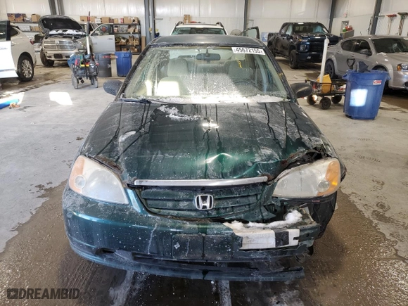 2001 Honda Civic LX with VIN 2HGES15581H502828, listed as a Copart auction lot 45672155 with 166,046 mi miles and Salvage Title. Bid and sale history available at carsss.com. Image 5.