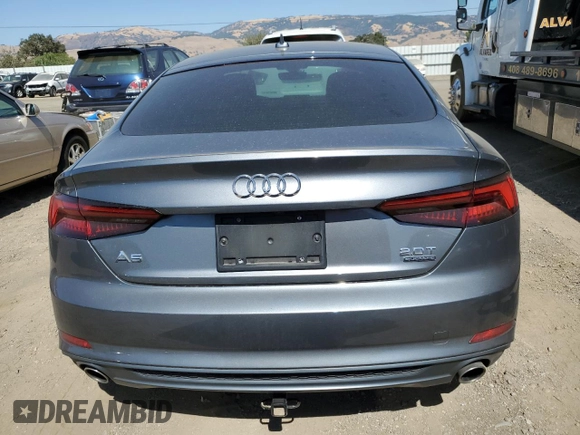 2018 Audi A5 Sportback Premium with VIN WAUDNCF51JA130255, listed as a Copart auction lot 69116454 with 58,292 mi miles and Salvage Title. Bid and sale history available at carsss.com. Image 6.