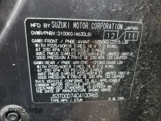 2012 Suzuki Grand Vitara Limited z VIN JS3TD0D74C4100965, wystawiony jako Copart lot #52727894 z przebiegiem 150 760 mil mil oraz Szkoda całkowita • Salvage title. Historia ofert i sprzedaży dostępna na DreamBid. Obrazek 13.
