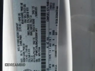2018 Ford Escape Titanium z VIN 1FMCU9J94JUD09141, wystawiony jako Copart lot #56625805 z przebiegiem Nie podano mil oraz Szkoda całkowita • Salvage title. Historia ofert i sprzedaży dostępna na DreamBid. Obrazek 14.