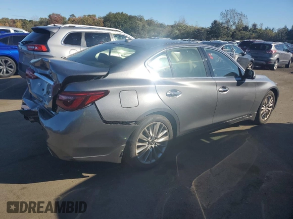 2024 Infiniti Q50 Luxe with VIN JN1EV7BR0RM631433, listed as a Copart auction lot 74363754 with 4,825 mi miles and Salvage Title. Bid and sale history available at DreamBid. Image 3.