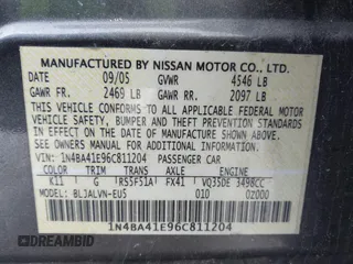 2006 Nissan Maxima 3.5 SL with VIN 1N4BA41E96C811204, listed as a IAAI auction lot 41611239 with 0 mi miles. Bid and sale history available at carsss.com. Image 9.