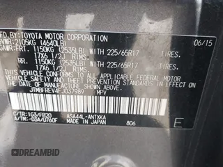 2015 Toyota RAV4 LE with VIN JTMBFREV4FJ037989, listed as a IAAI auction lot 42063957 with 93,201 mi miles and . Bid and sale history available at DreamBid. Image 9.