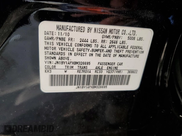2011 Infiniti M37 with VIN JN1BY1APXBM326695, listed as a Copart auction lot 77629554 with 0 mi miles and Clean Title. Bid and sale history available at carsss.com. Image 12.