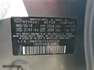 2018 Hyundai Elantra SE with VIN KMHD74LFXJU665594, listed as a Copart auction lot 86861624 with 0 mi miles and Salvage Title. Bid and sale history available at carsss.com. Image 12.