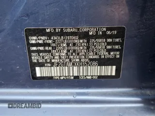 2019 Subaru Crosstrek Limited with VIN JF2GTAMCXKH352086, listed as a Copart auction lot 58018195 with 177,349 mi miles and Salvage title. Bid and sale history available at DreamBid. Image 13.