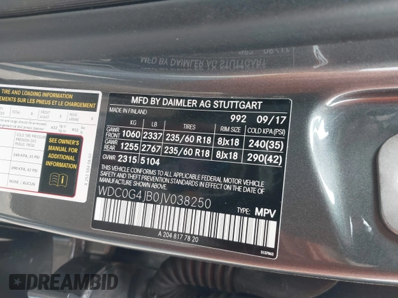 2018 Mercedes-Benz GLC 300 with VIN WDC0G4JB0JV038250, listed as a IAAI auction lot 41954769 with 24,131 mi miles and . Bid and sale history available at DreamBid. Image 9.