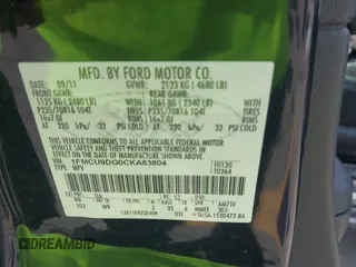 2012 Ford Escape XLT z VIN 1FMCU9DG0CKA83804, wystawiony jako IAAI lot #42099423 z przebiegiem Nie podano mil oraz . Historia ofert i sprzedaży dostępna na DreamBid. Obrazek 9.