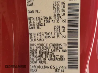 2022 Nissan Frontier S with VIN 1N6ED1CL8NN651745, listed as a Copart auction lot 48946385 with 70,815 mi miles and Salvage title. Bid and sale history available at DreamBid. Image 14.