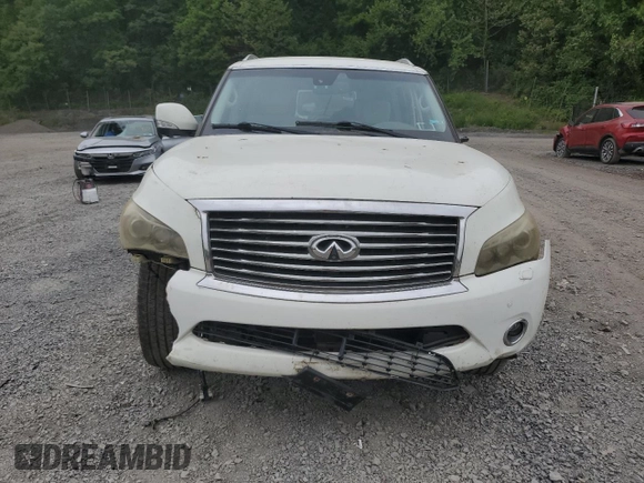 2012 Infiniti QX56 7-passenger with VIN JN8AZ2NFXC9515756, listed as a Copart auction lot 57978785 with Not provided miles and Salvage title. Bid and sale history available at DreamBid. Image 5.