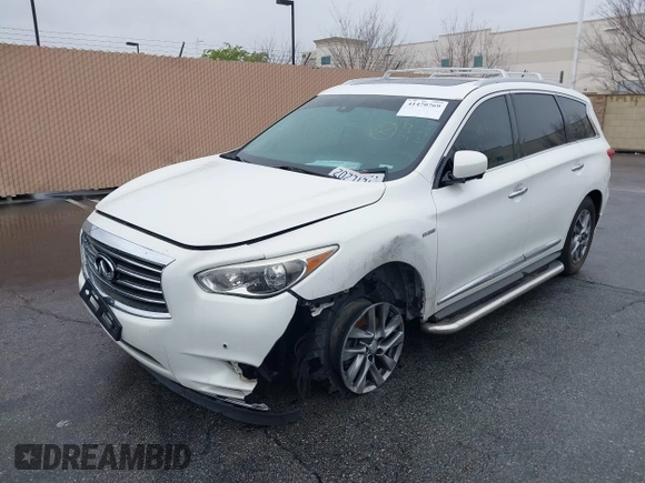 2014 Infiniti QX60 Hybrid with VIN 5N1CL0MM6EC519749, listed as a IAAI auction lot 41470769 with 153,766 mi miles and . Bid and sale history available at DreamBid. Image 2.