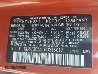 2016 Hyundai Tucson SE z VIN KM8J3CA41GU215612, wystawiony jako Copart lot #56111365 z przebiegiem 139 122 mil mil oraz Szkoda całkowita • Salvage title. Historia ofert i sprzedaży dostępna na DreamBid. Obrazek 13.