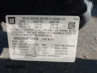 2015 Chevrolet Equinox LS with VIN 2GNALAEK4F1125079, listed as a IAAI auction lot 42146749 with 183,246 mi miles. Bid and sale history available at carsss.com. Image 9.