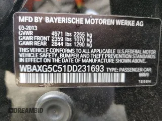 2013 BMW 5 Series 528i with VIN WBAXG5C51DD231693, listed as a Copart auction lot 53683555 with 86,460 mi miles and Salvage Title. Bid and sale history available at carsss.com. Image 13.
