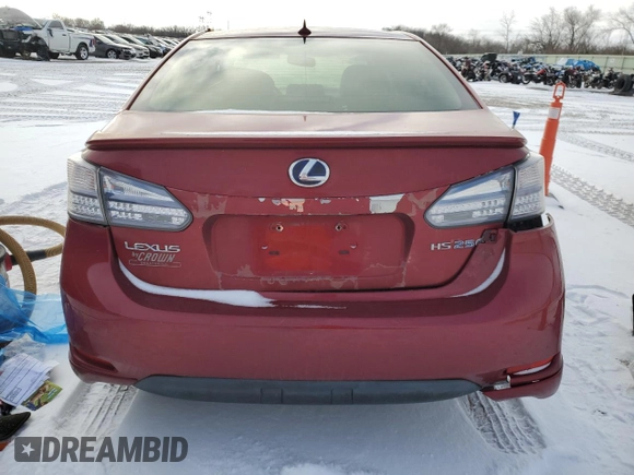 2010 Lexus HS 250h with VIN JTHBB1BA3A2016079, listed as a Copart auction lot 87058094 with Not Provided miles and Salvage Title. Bid and sale history available at DreamBid. Image 6.