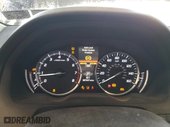 2018 Acura TLX Technology with VIN 19UUB3F52JA001454, listed as a Copart auction lot 60721805 with 87,447 mi miles and Salvage title. Bid and sale history available at DreamBid. Image 9.