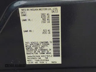 2013 Nissan LEAF SL with VIN 1N4AZ0CPXDC407952, listed as a IAAI auction lot 42021536 with 53,994 mi miles. Bid and sale history available at carsss.com. Image 9.