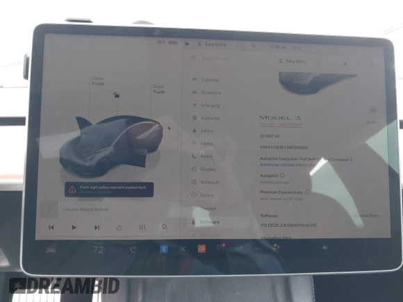 2022 Tesla Model 3 Performance with VIN 5YJ3E1EC3NF296891, listed as a IAAI auction lot 41808329 with 82,682 mi miles and . Bid and sale history available at DreamBid. Image 18.