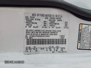 2002 Ford Explorer XLT с VIN 1FMZU73EX2UC41843, выставлен на аукционе IAAI как лот 42621339 с пробегом 237 668 миль миль и . История ставок и продаж доступна на DreamBid. Изображение 9.