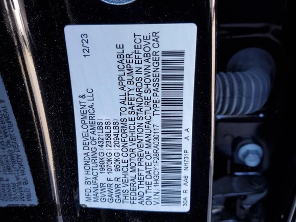 2024 Honda Accord LX z VIN 1HGCY1F28RA030117, wystawiony jako Copart lot #51347585 z przebiegiem 9546 mil mil oraz Szkody całkowita. Historia ofert i sprzedaży dostępna na DreamBid. Obrazek 14.