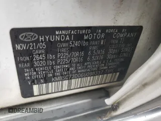 2006 Hyundai Santa Fe GLS z VIN KM8SC73D06U098337, wystawiony jako Copart lot #48754175 z przebiegiem 162 259 mil mil oraz Szkoda całkowita • Salvage title. Historia ofert i sprzedaży dostępna na DreamBid. Obrazek 14.