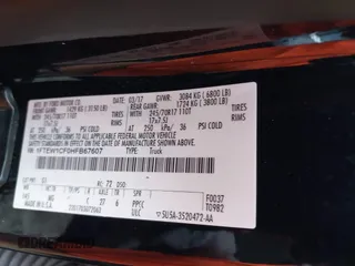 2017 Ford F-150 XL with VIN 1FTEW1CF0HFB67607, listed as a IAAI auction lot 42079218 with 128,148 mi miles. Bid and sale history available at carsss.com. Image 9.