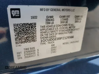 2023 Chevrolet Silverado 1500 LTZ with VIN 1GCUDGE89PZ129566, listed as a Copart auction lot 75698284 with 22,918 mi miles and Salvage Title. Bid and sale history available at carsss.com. Image 14.