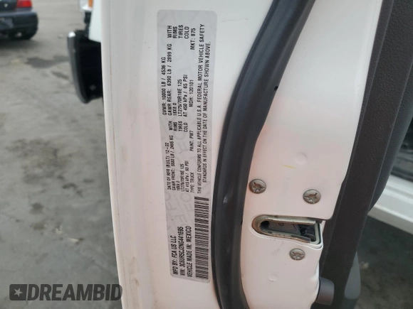 2022 Ram 2500 Tradesman z VIN 3C6UR5CJ2NG441695, wystawiony jako Copart lot #55985655 z przebiegiem 2 632 mil mil oraz Szkoda całkowita • Salvage title. Historia ofert i sprzedaży dostępna na DreamBid. Obrazek 12.