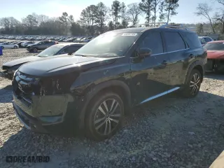 2023 Nissan Pathfinder Platinum with VIN 5N1DR3DJ8PC217182, listed as a Copart auction lot 46836795 with 19,361 mi miles and Salvage Title. Bid and sale history available at carsss.com. Image 1.