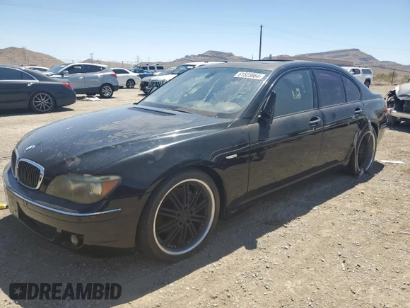 2008 BMW 7 Series 750i with VIN WBAHL835X8DT13297, listed as a Copart auction lot 61523864 with Not Provided miles and Salvage Title. Bid and sale history available at DreamBid. Image 1.