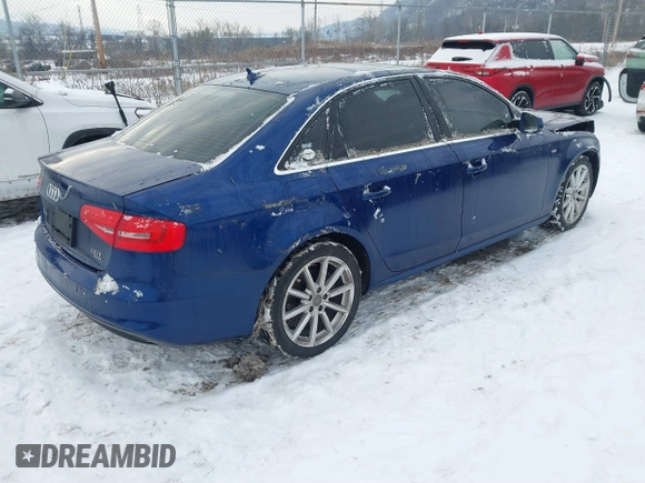2015 Audi A4 Premium Plus with VIN WAUFFAFL3FN014015, listed as a IAAI auction lot 41362315 with 122,887 mi miles. Bid and sale history available at carsss.com. Image 4.