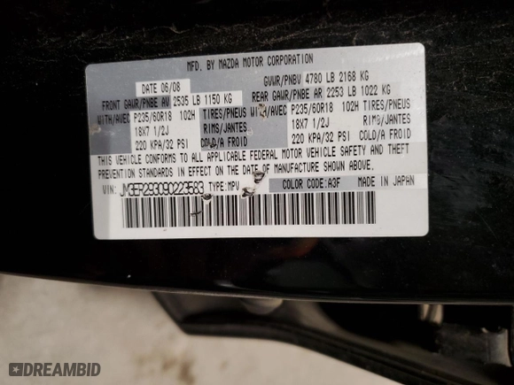 2009 Mazda CX-7 Sport with VIN JM3ER293090223583, listed as a Copart auction lot 49154115 with 146,993 mi miles and Salvage Title. Bid and sale history available at carsss.com. Image 14.