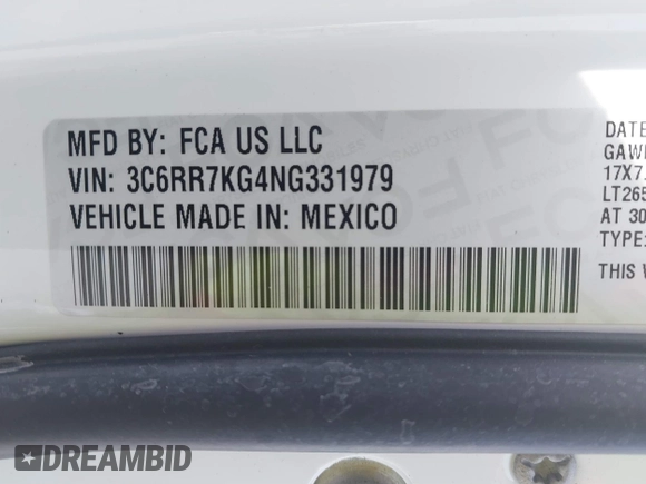 2022 Ram 1500 Tradesman with VIN 3C6RR7KG4NG331979, listed as a IAAI auction lot 41447852 with 14,201 mi miles and . Bid and sale history available at DreamBid. Image 9.