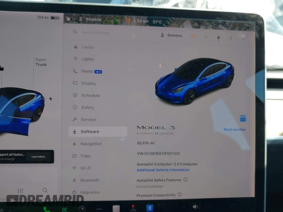 2018 Tesla Model 3 Long Range Battery with VIN 5YJ3E1EA7JF057031, listed as a IAAI auction lot 42139832 with 92,618 mi miles and . Bid and sale history available at DreamBid. Image 7.