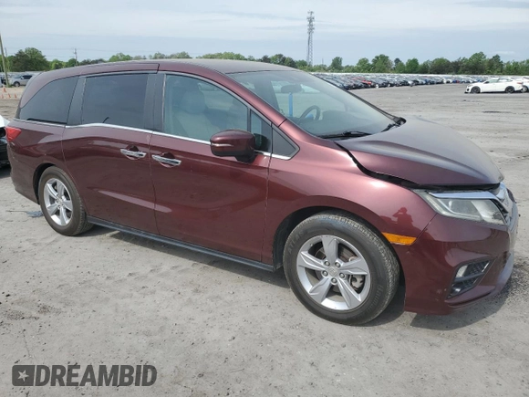 2018 Honda Odyssey EX with VIN 5FNRL6H58JB040766, listed as a Copart auction lot 54702055 with 98,445 mi miles and Salvage title. Bid and sale history available at DreamBid. Image 4.