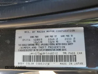 2015 Mazda 6 i Grand Touring with VIN JM1GJ1W69F1168512, listed as a Copart auction lot 53150995 with 130,205 mi miles and Salvage Title. Bid and sale history available at DreamBid. Image 15.