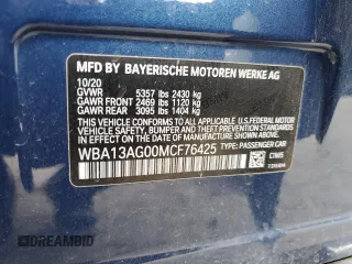 2021 BMW 5 Series 530e with VIN WBA13AG00MCF76425, listed as a Copart auction lot 43806474 with Not Provided miles and . Bid and sale history available at DreamBid. Image 15.