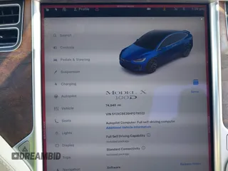 2017 Tesla Model X 90D z VIN 5YJXCBE26HF079022, wystawiony jako IAAI lot #41847954 z przebiegiem 74 940 mil mil oraz . Historia ofert i sprzedaży dostępna na DreamBid. Obrazek 7.
