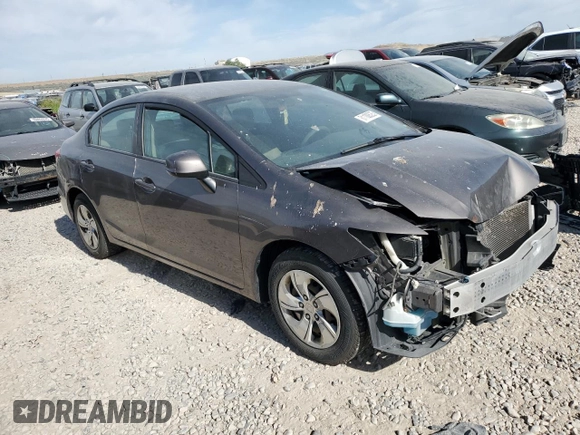 2013 Honda Civic LX with VIN 2HGFB2F57DH582216, listed as a Copart auction lot 61100525 with 165,292 mi miles and Salvage title. Bid and sale history available at DreamBid. Image 4.