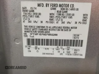 2014 Ford F-150 XL with VIN 1FTMF1EF8EFB92288, listed as a Copart auction lot 58770415 with 65,059 mi miles and Salvage title. Bid and sale history available at DreamBid. Image 12.