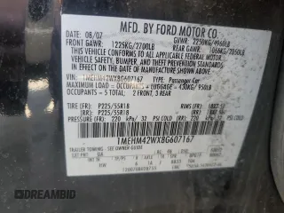 2008 Mercury Sable Premier с VIN 1MEHM42WX8G607167, выставлен на аукционе Copart как лот 57247645 с пробегом 140 121 миль миль и Чистый • Clean title. История ставок и продаж доступна на DreamBid. Изображение 12.