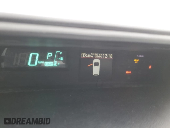 2012 Toyota Prius One with VIN JTDKDTB3XC1006053, listed as a Copart auction lot 43455685 with 112,280 mi miles and Salvage Title. Bid and sale history available at DreamBid. Image 9.