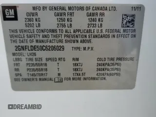 2012 Chevrolet Equinox 1LT z VIN 2GNFLDE50C6206029, wystawiony jako Copart lot #50132705 z przebiegiem 129 786 mil mil oraz Szkoda całkowita • Salvage title. Historia ofert i sprzedaży dostępna na DreamBid. Obrazek 13.
