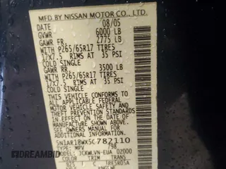 2005 Nissan Pathfinder LE z VIN 5N1AR18WX5C782110, wystawiony jako Copart lot #56986635 z przebiegiem 149 390 mil mil oraz Czysty tytuł • Clean title. Historia ofert i sprzedaży dostępna na DreamBid. Obrazek 13.